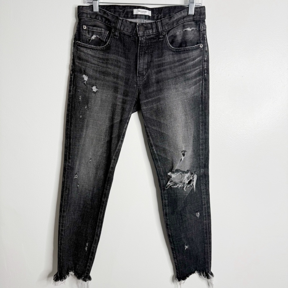 Moussy Vintage Glendele Black Mid Rise Cropped Ankle Jeans Size 28 Quiet Luxury - Picture 2 of 9